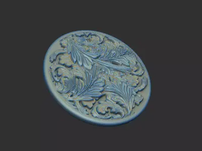 rococo style motif detail  3D print model