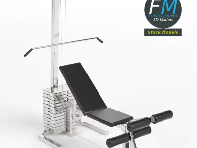 Gym equipment pectoral and leg bench 3D model
