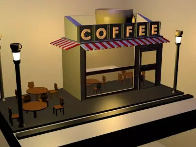Coffee Shop Low Poly 3D model