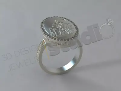 Luxury ring with Minoan prince of Knossos  3D print model