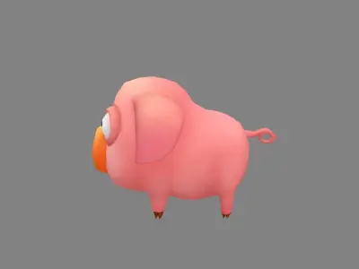 Cartoon piggy - fat pig Low-poly 3D model