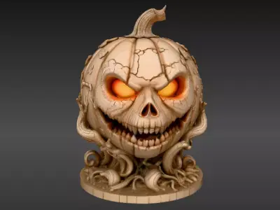Pumpkin Guardian 3D Model Halloween Pumpkin Print-Ready 3D print model