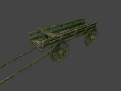 Wooden  Cart Low-poly 3D model