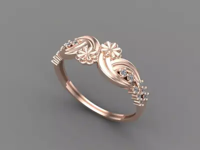 Womens Diamond Signet Ring Women Rings 3dmodels 3D print model 3D print model 47