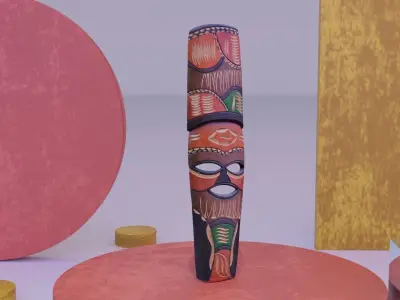 African Mask 09 high-poly 3D model