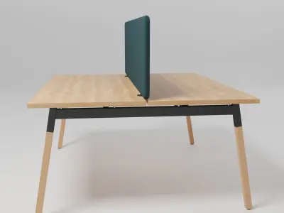 OGI W - Multiple wooden office desk with cable management - Free 3D model