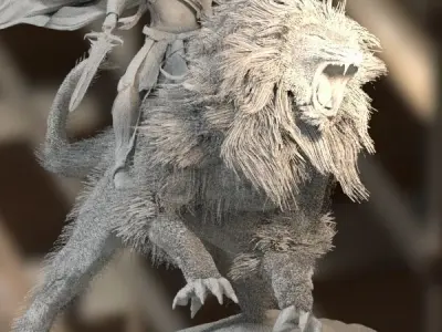 Hercules riding  Nemean lion 3D model