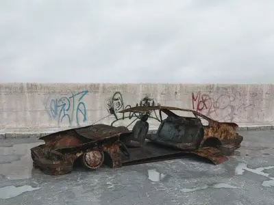 destroyed car 003 am165 3D model