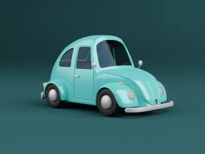 Stylized  Cartoon rigged car - Volkswagen Beetle 3D model