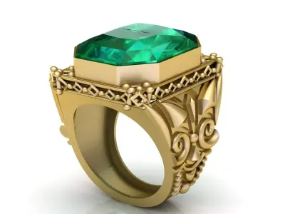 Emerald Regal Signet Ring 3D print model