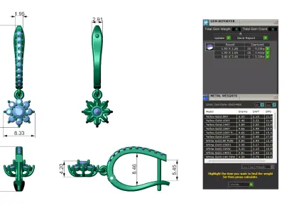 Diamond Cluster Bali Earrings For Women 3D print model