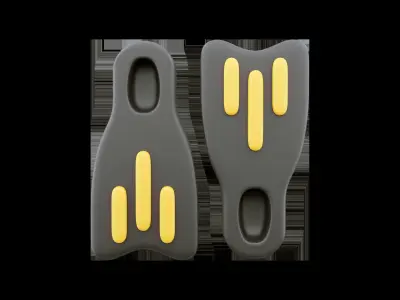 3d  yellow and black flippers cartoon icon 3D model