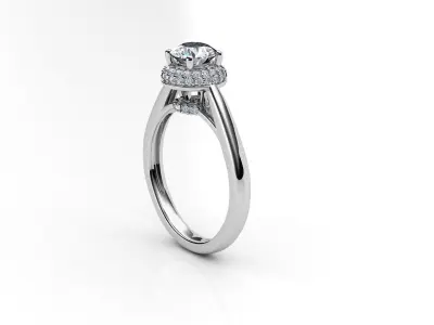 aj-021 oval diamond halo engagement ring 3D print model