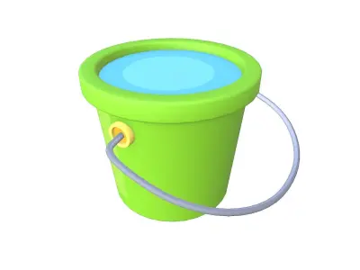 Cartoon Water Bucket Free low-poly 3D model