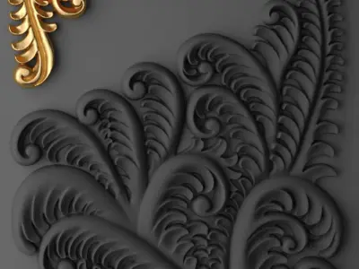 Fretwork SET 3D gold ornate design 3D model