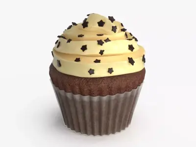 Cupcake White Low-poly 3D model