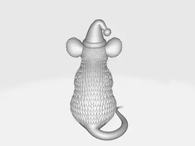 Christmas Mouse Festive Holiday Mouse Santa Hat Mouse  3D print model