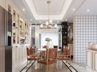 Luxury living room interior 3D model 26
