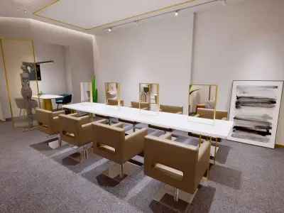 Light luxury barbershop High-Quality Hairdressing Interior 3D model
