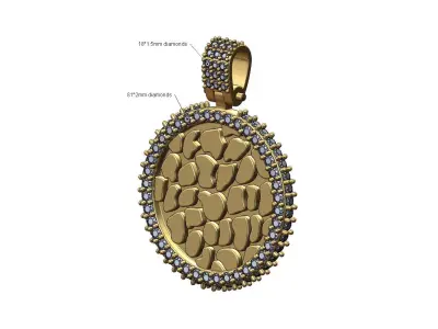 Nugget Iced diamond pendant with bail 3D print model