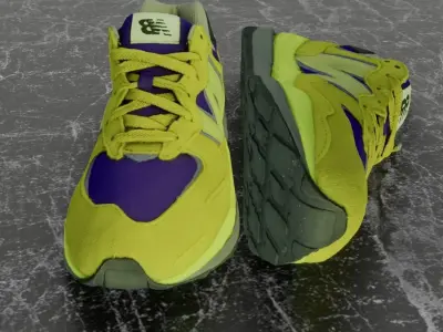 NEW BALANCE 3D SHOES - YELLOW - BLUE Low-poly 3D model
