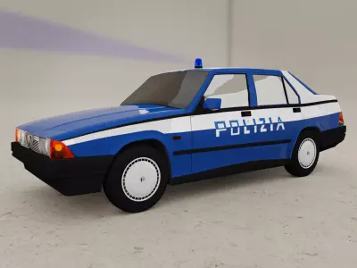 Vintage Police Car Alfa Romeo 3D model