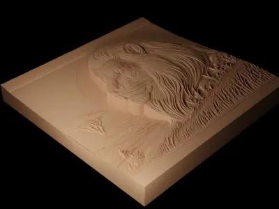Lion On African Savannah CNC 3d Print High Relief Sand Casting 3D print model