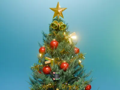 Christmas Tree 3D - Realistic PBR Model - 8K Atlas 239 cm 3D model