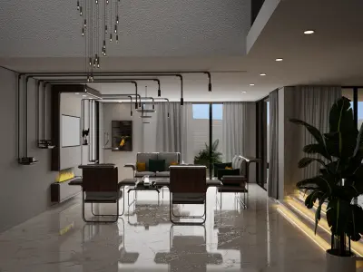 Modern Steam Punk Interior Free 3D model