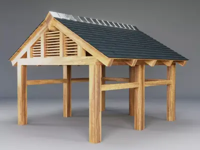Wooden Carport 3D model