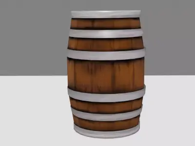 Wooden barrel cartoon Free low-poly 3D model