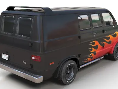 Dodge custom van Low-poly 3D model