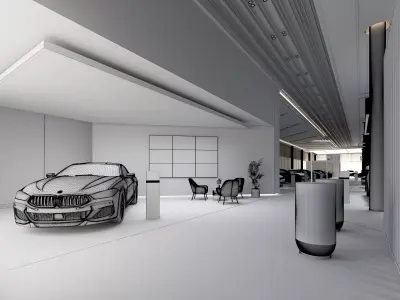 Automobile 4S Shop Low-poly 3D model