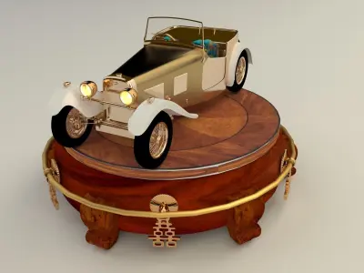 Chinese display with classic car 3D model