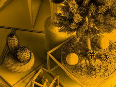 Decor set with pine tree 3D model