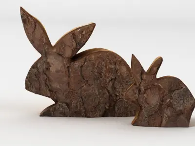 Wooden Rabbit Decorations 001 3D model