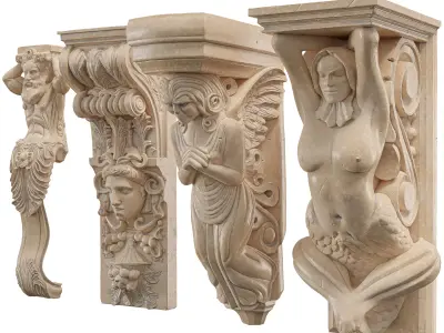 Victorian-Style Decorative Stone Bracket Collection  3D model