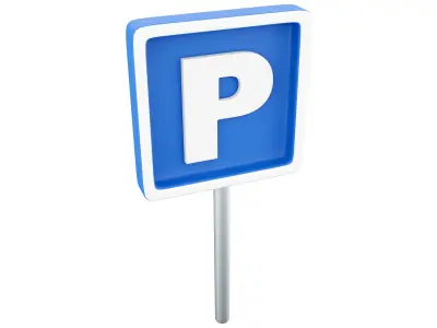 3d Blue Parking sign 3D model