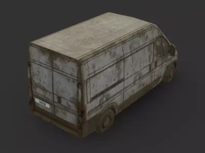 049 Abandoned Car - FIAT Ducato Van Low-poly 3D model