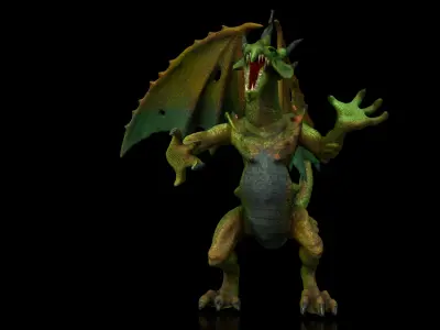 Evil green dragon Low-poly 3D model