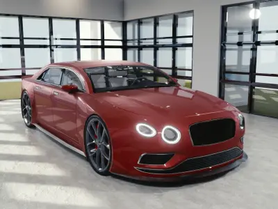 BLENDER EEVEE Brandless Mid Size 4 door sedan Low-poly 3D model