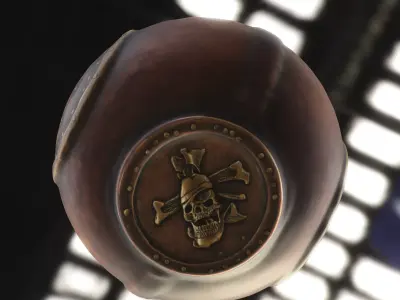 Pirate Skull Flask Low-poly 3D model