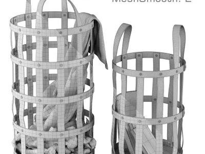 Woven Recycled Leather Storage Bins Pottery Barn Teen 3D model