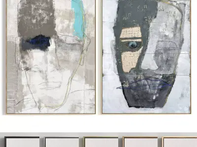 Plaster Two Photo Frame 298 Low-poly 3D model