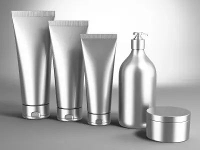Cosmetic Bottle and Tube Set 3D model 3D model
