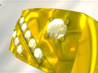 Luxury Diamond Gold Ring Low-poly 3D model