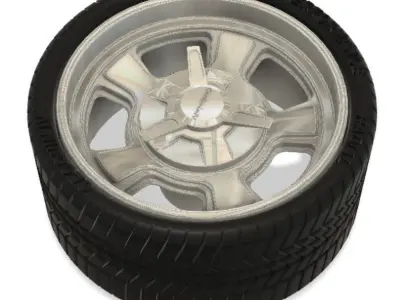 Cragar Street Pro Wheels with Tires and Brakes for 3D Print 3D print model