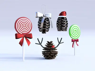 Pine Cone Lollipop Christmas Low-poly 3D model