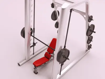 Smith machine and Multi-Adjustable Bench 3D model