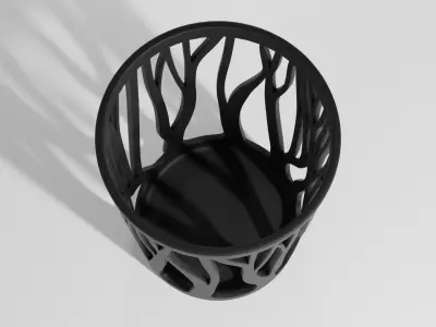 Pen pencil holder Vase Trees silhouette 3D print model